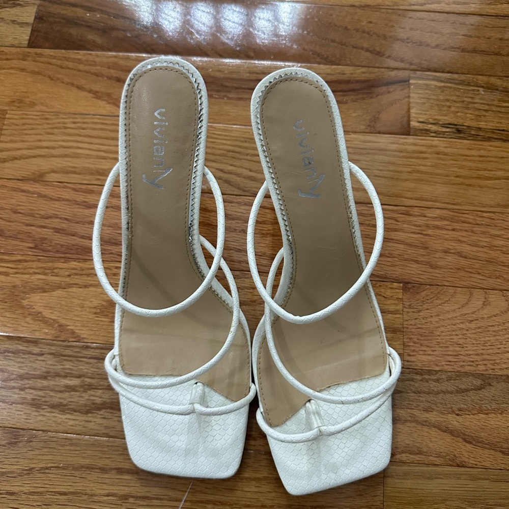 White Cream Strappy Heels